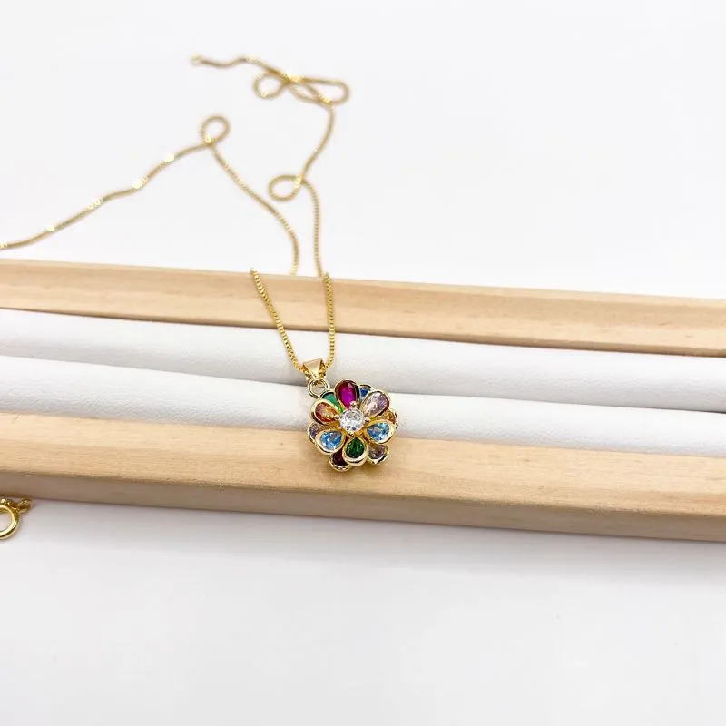 COLAR PINGENTE FLOR COLORIDA