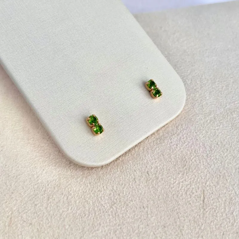 BRINCO 2 PONTOS STRASS VERDE PEQUENO