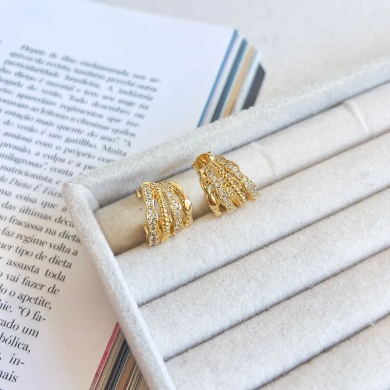 BRINCO ARGOLA 4 FIOS COM ZIRCONIAS