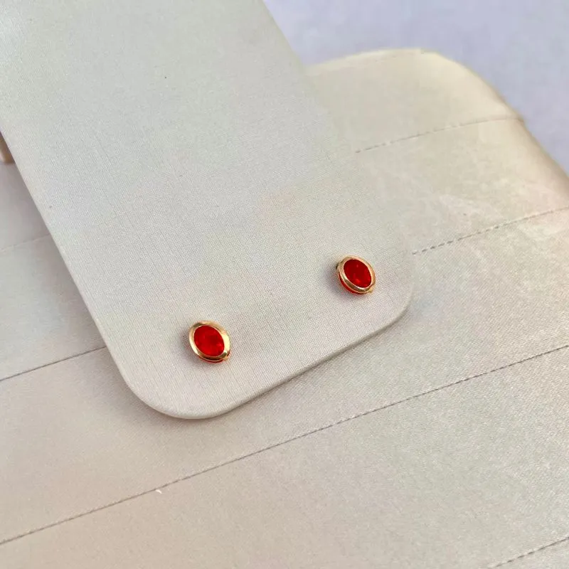 BRINCO PEDRA OVAL - VERMELHA