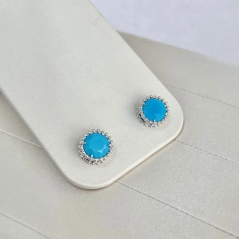 BRINCO PEDRA REDONDA AZUL NANO TURQUESA