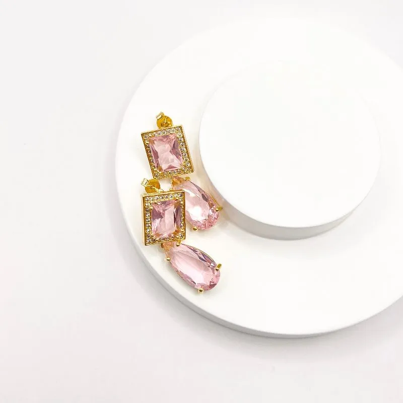 BRINCO PEDRARIA ROSE COM MICRO ZIRCONIA