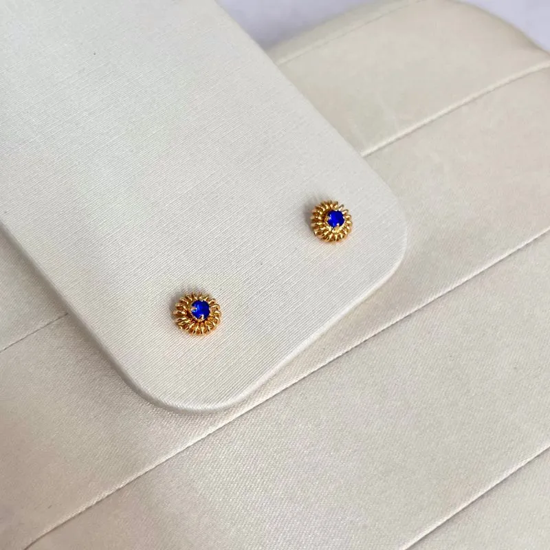 BRINCO PEDRINHA AZUL BIC STRASS COM ACAMANETO EM MOLA