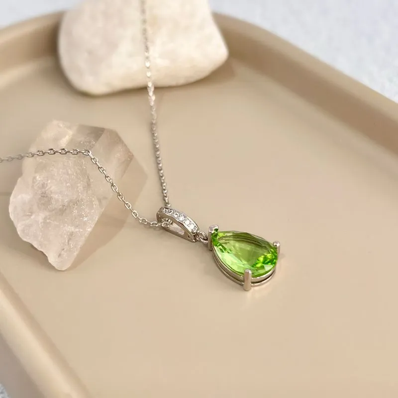 COLAR GOTA COM CONTRA ARGOLA CRAVEJADA - TURMALINA MENTA