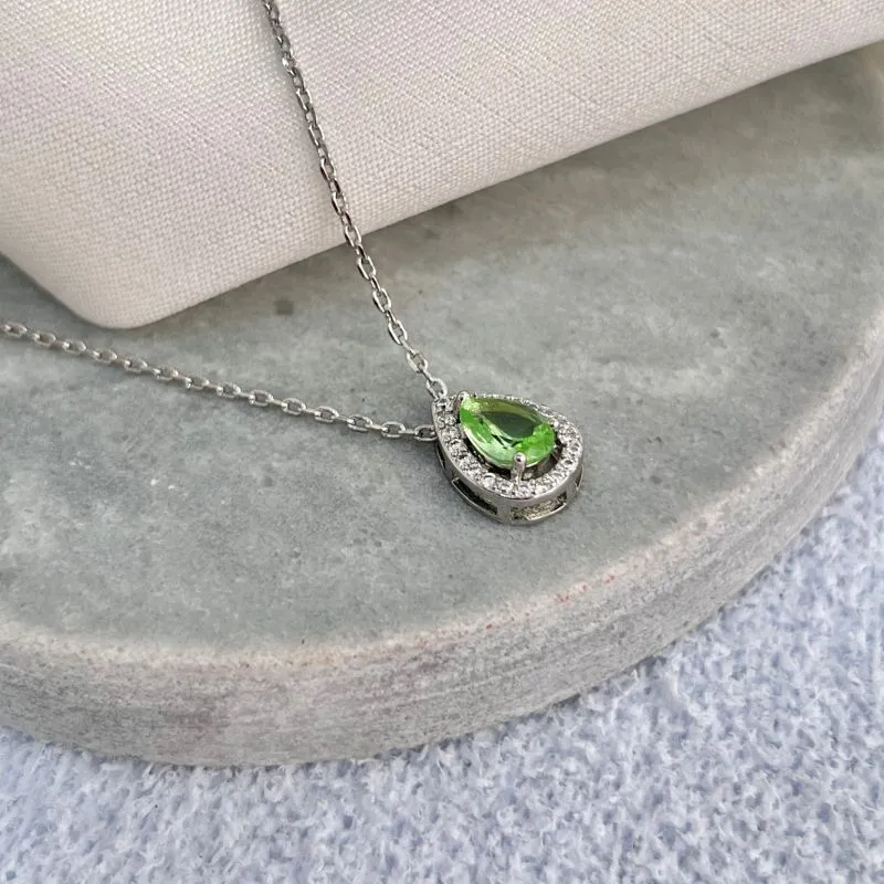 COLAR GOTA CRAVEJADA - TURMALINA MENTA