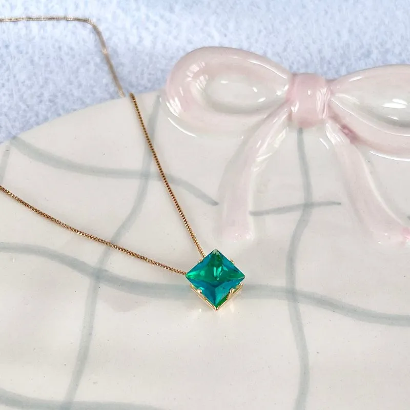 COLAR PONTO DE LUZ QUADRADO 10MM TURMALINA