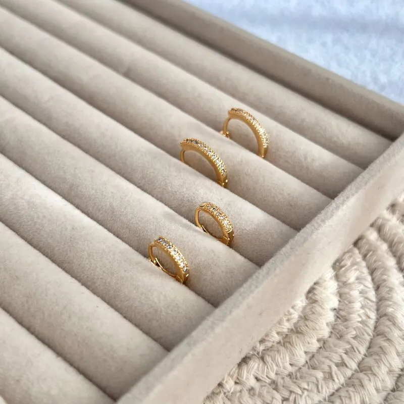 DUPLA BRINCO ARGOLA ARTICULADA FINA MICRO ZIRCONIAS