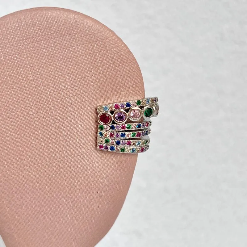 PIERCING 6 FILEIRAS DE PEDRAS COLORIDAS