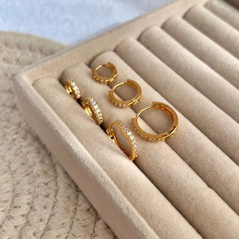 TRIO ARGOLAS ARTICULADA FINA COM ZIRCONIAS