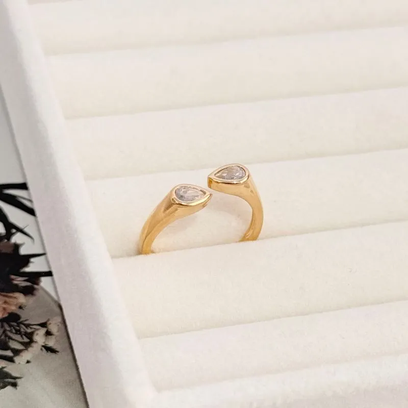 ANEL AJUSTÁVEL 2 MINI GOTAS DE ZIRCONIA