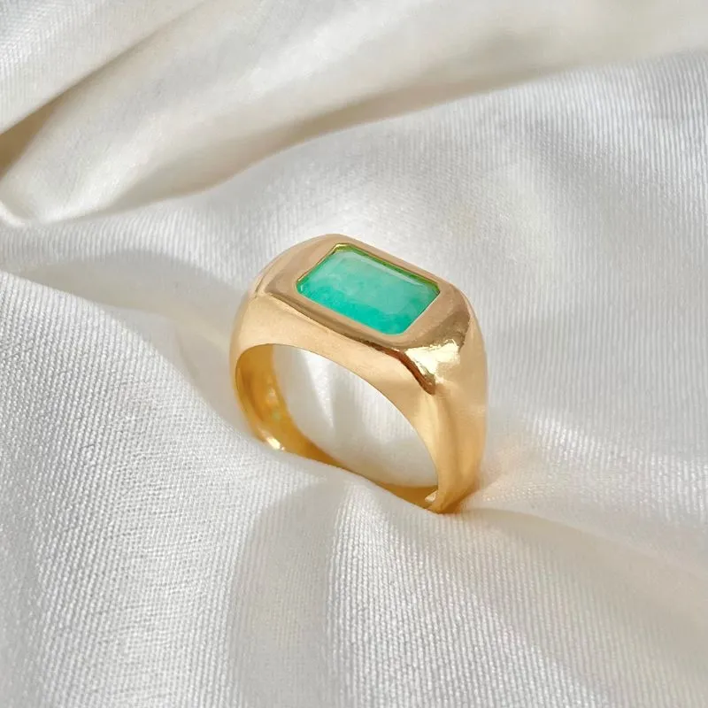 ANEL PEDRA QUADRADA - TURMALINA