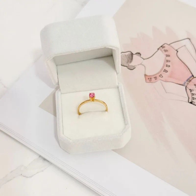 ANEL SOLITÁRIO FINO PEDRA 4MM ROSA