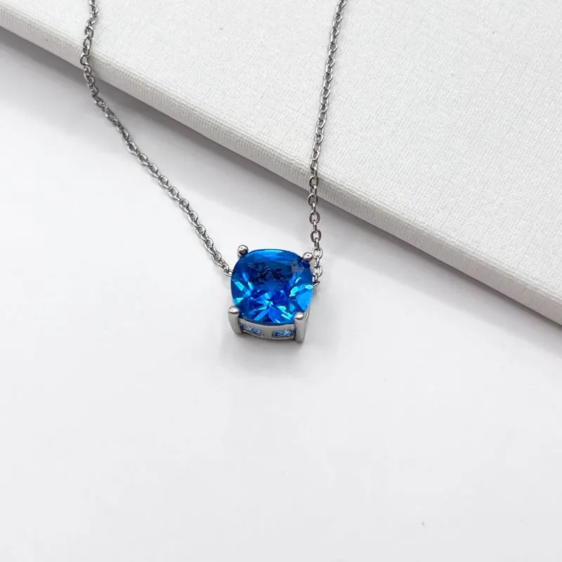 COLAR QUADRADO PEDRA AZUL