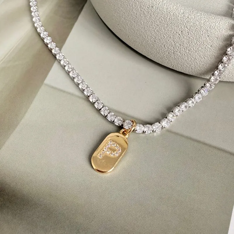 COLAR RIVIERA COM PLACA DE LETRA - P