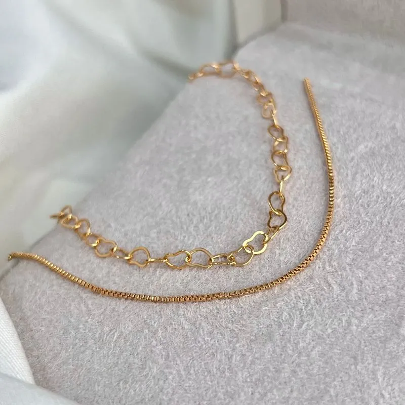 TORNOZELEIRA DUPLA VENEZIANA E CORAÇÕES