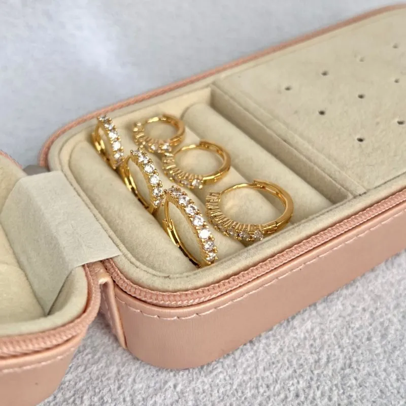 TRIO BRINCO ARGOLA ARTICULADA ZIRCONIAS 2.5MM