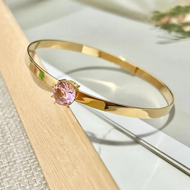 BRACELETE DE ENCAIXE COM UM ZIRCONIA ROSA