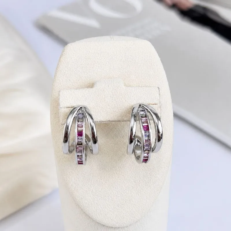 BRINCO ARGOLA PINO 3 FIOS COM ZIRCONIAS CANDY COLORS