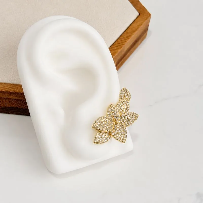 BRINCO EAR CUFF FLORES DE MICRO ZIRCONIA