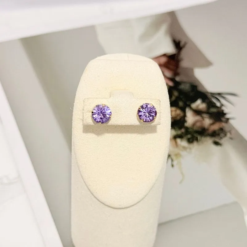 BRINCO PONTO DE LUZ STRASS LILÁS/LAVANDA 7MM
