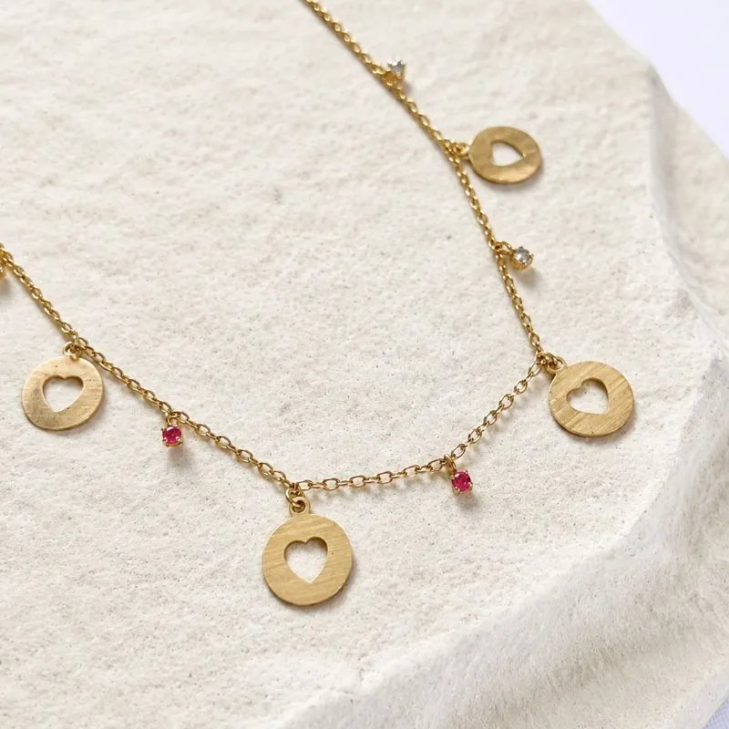 COLAR CHOKER MEDALHA CORAÇÃO VAZADO