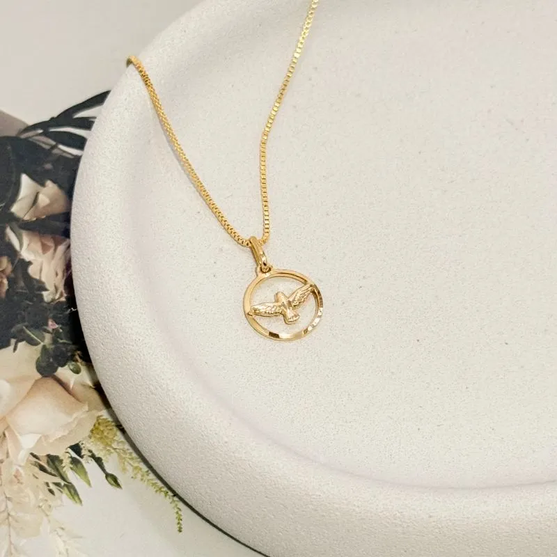 COLAR MINI MEDALHA VAZADA DO DIVINO ESPIRÍTO SANTO
