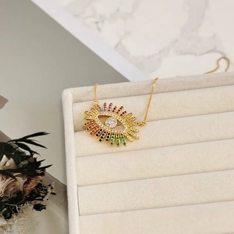 COLAR OLHO GREGO MULTICOLOR MICRO ZIRCONIA