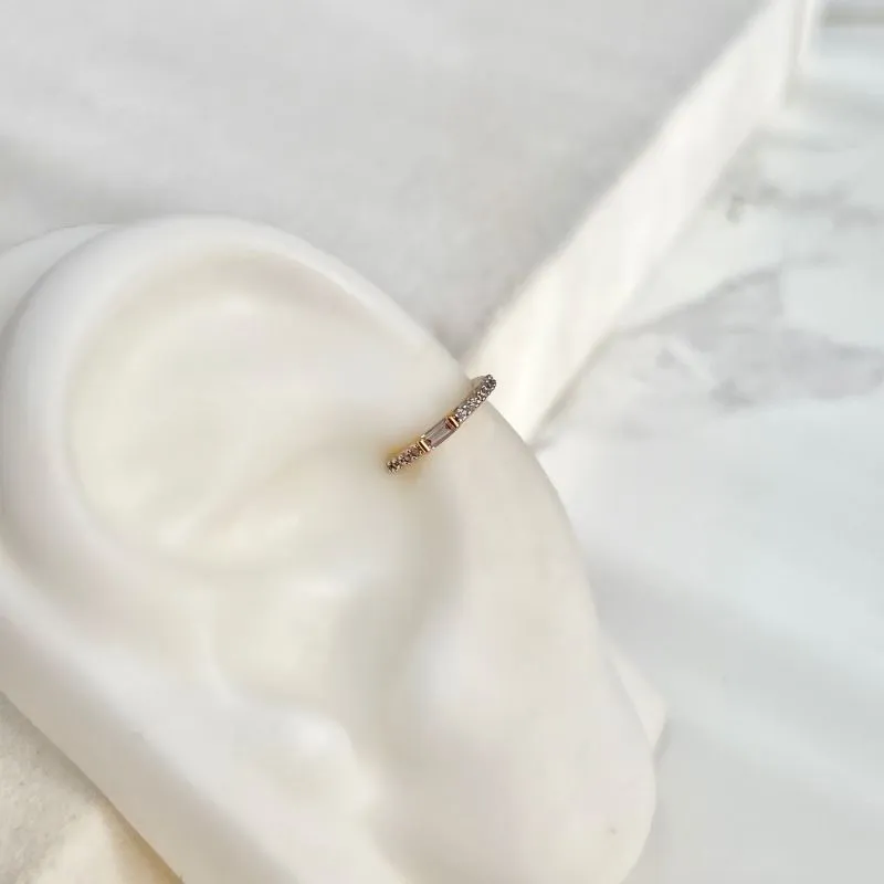 PIERCING MICRO ZIRCONIAS E 1 BAGUETE CRISTAL