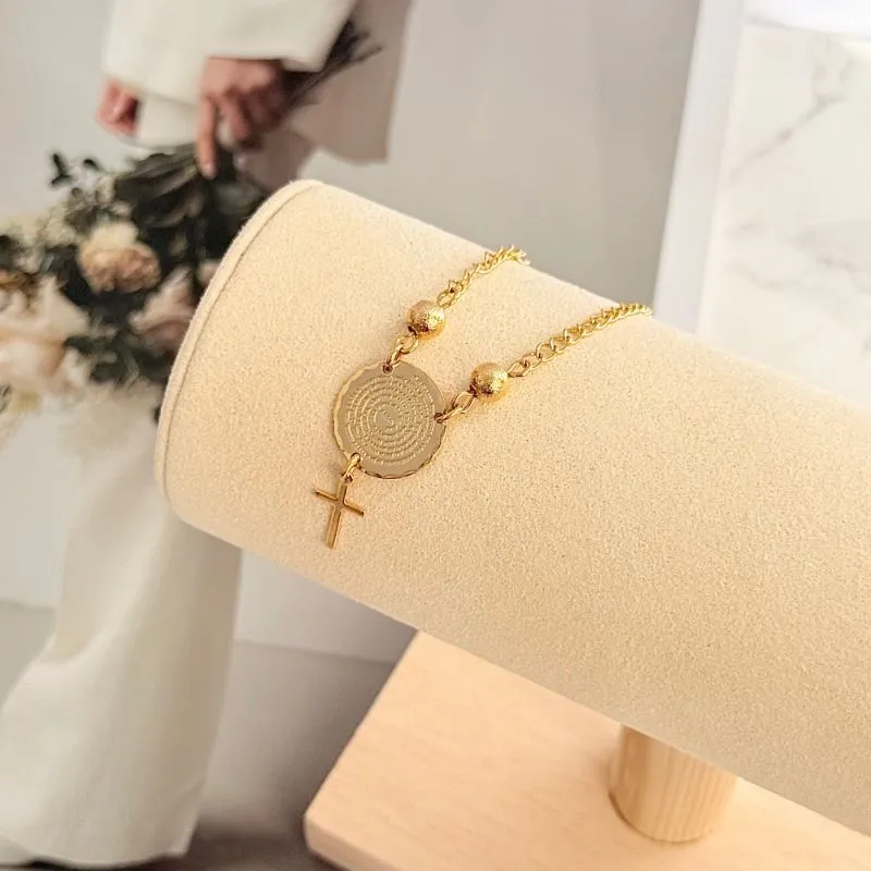 PULSEIRA MEDALHA PAI NOSSO E CRUZ