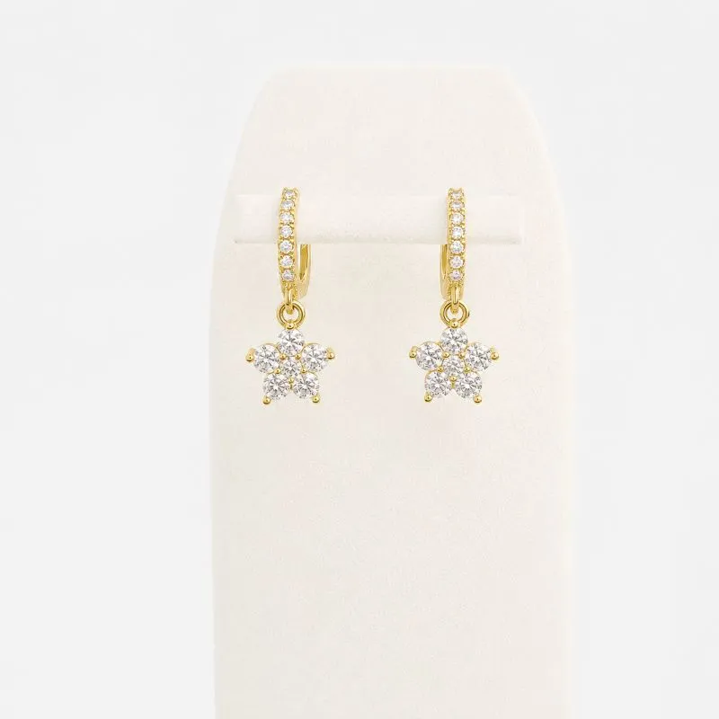 BRINCO ARGOLA CLICK - FLOR DE ZIRCONIA