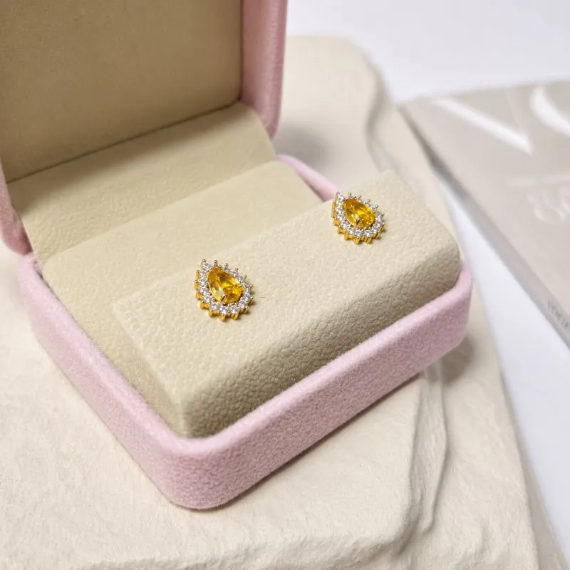 BRINCO GOTA AMARELO COM CRAVAÇÃO - 6MM