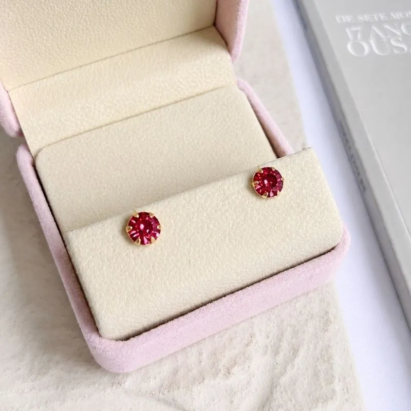 BRINCO PONTO DE LUZ STRASS 7MM - ROSA