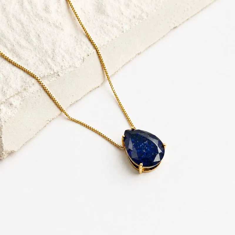 COLAR PINGENTE GOTA AZUL MARINHO FUSION