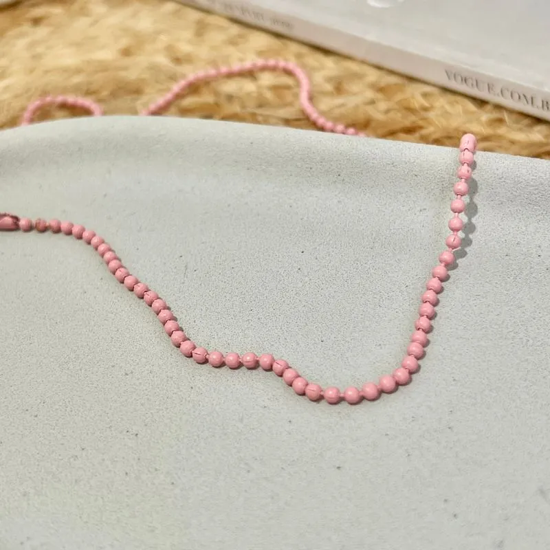 COLAR BOLINHAS ROSA