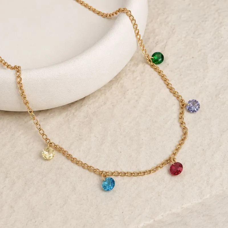 COLAR CHOKER ZIRCONIAS COLORIDAS 40CM