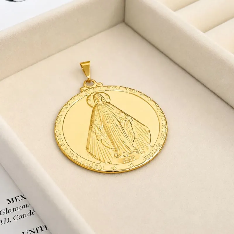 PINGENTE MEDALHA REDONDA NOSSA SENHORA DAS GRAÇAS