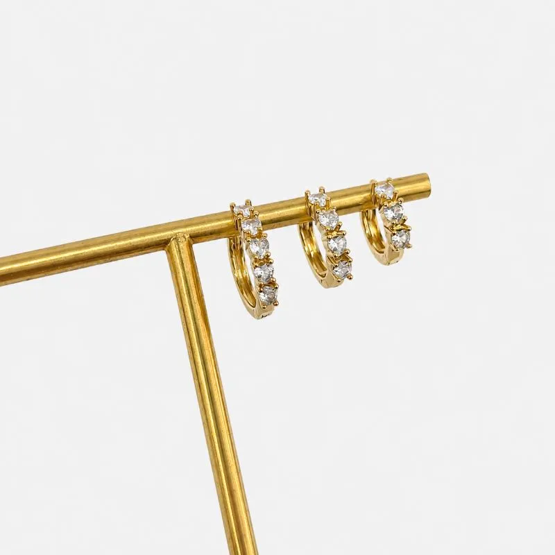 TRIO ARGOLA ZIRCONIAS CORAÇÕES CRISTAL