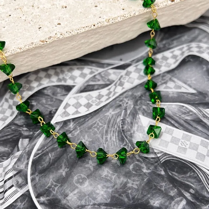 COLAR COLAR CRISTAL VERDE ESMERALDA 45CM