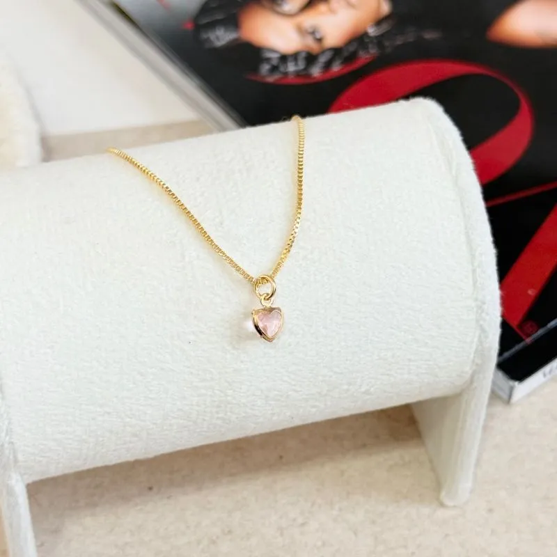 COLAR MINI CORAÇÃO - ROSA CLARO