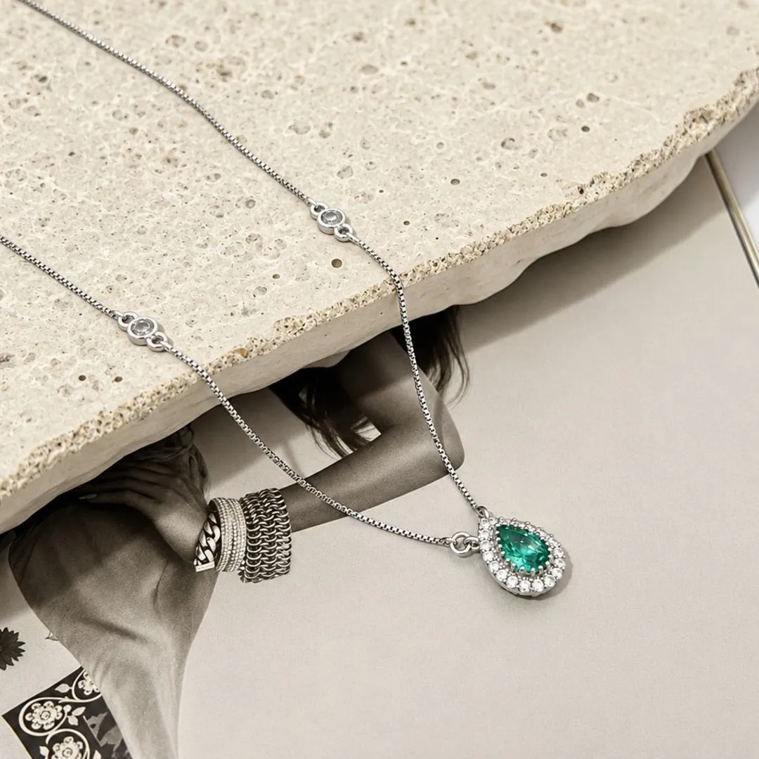 COLAR PINGENTE GOTA TURMALINA PRINCESS E 2 PEDRINHAS TIFFANY