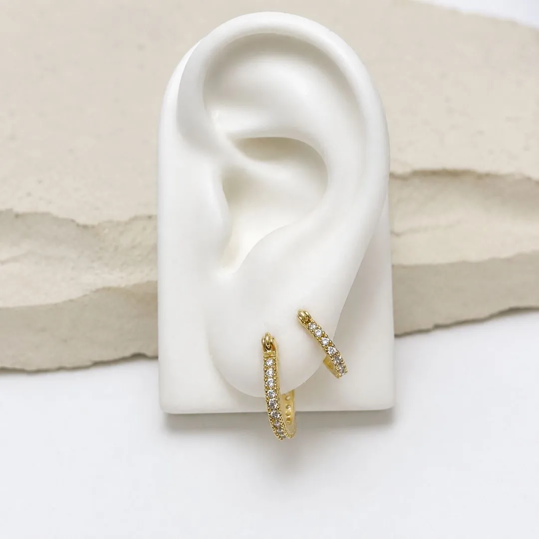 DUPLA BRINCO ARGOLA FECHO ITALIANO COM ZIRCONIA