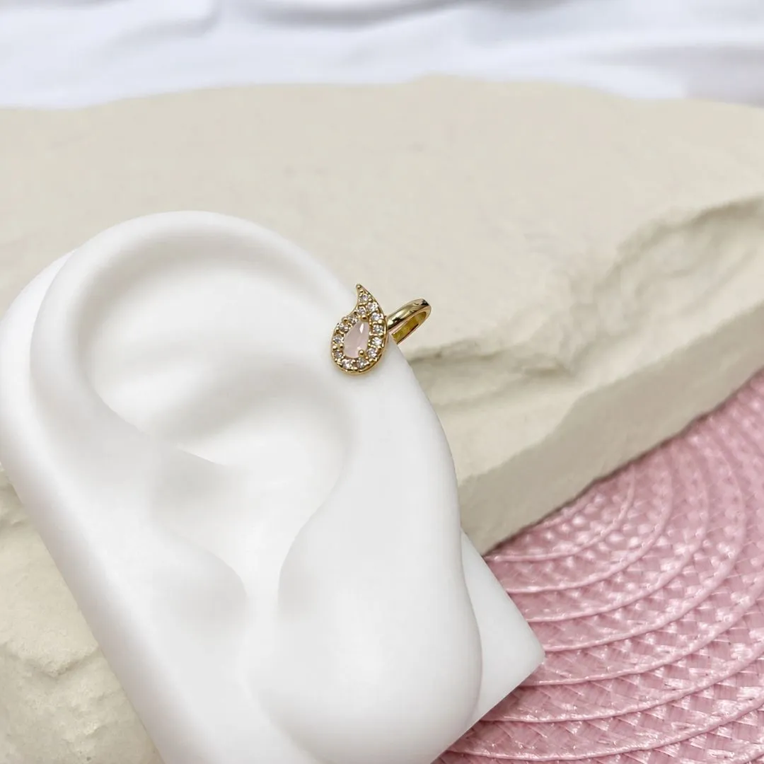 PIERCING FAKE PEDRA ROSA QUARTZO