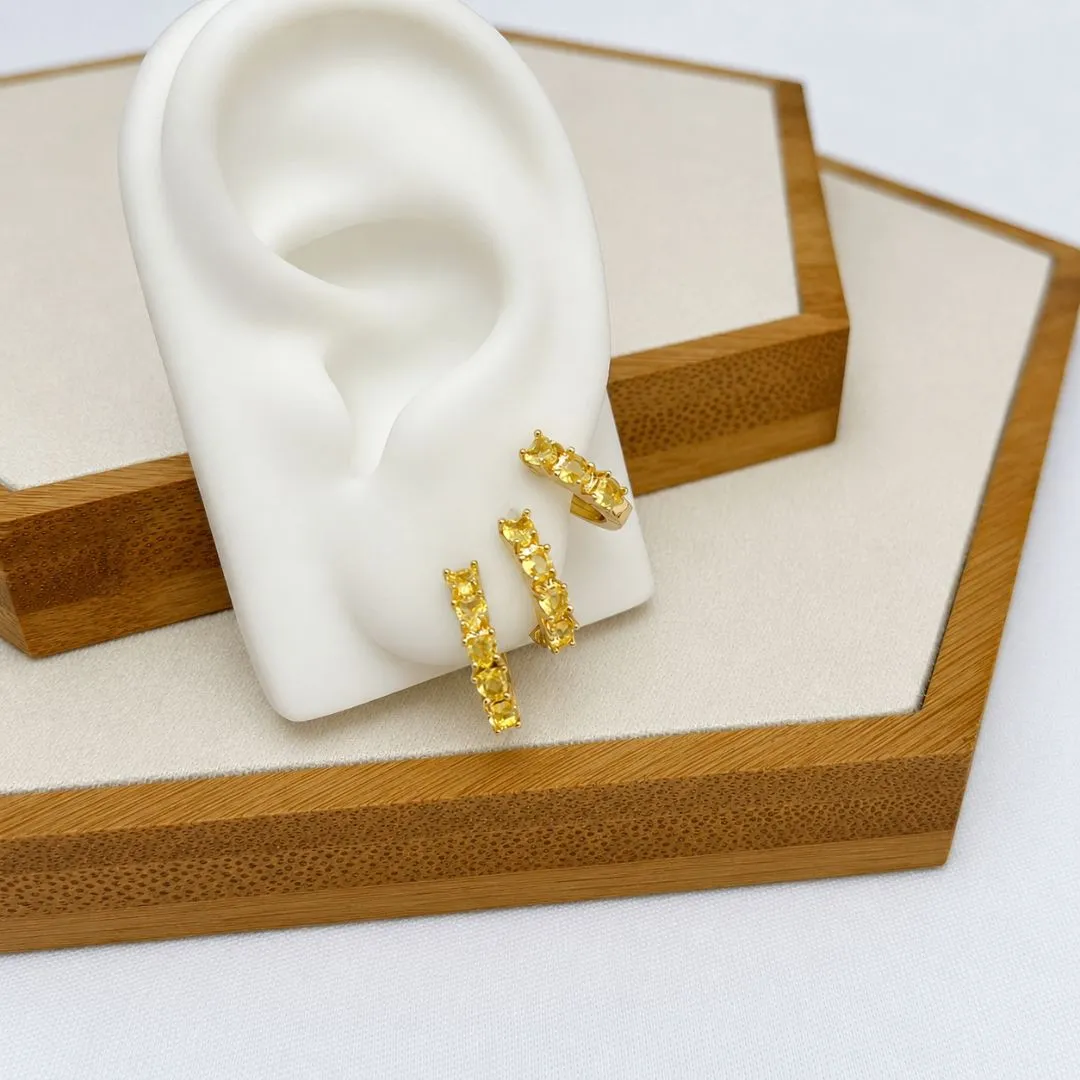 TRIO ARGOLA ZIRCONIAS CORAÇÕES AMARELO
