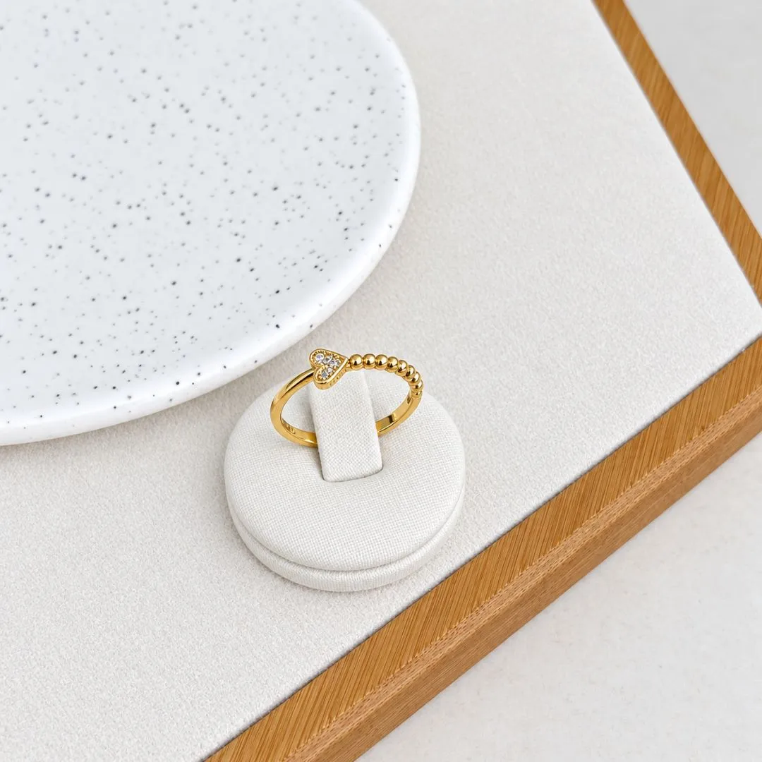 ANEL CORAÇÃO COM BOLINHAS ZIRCONIA 0.80MM