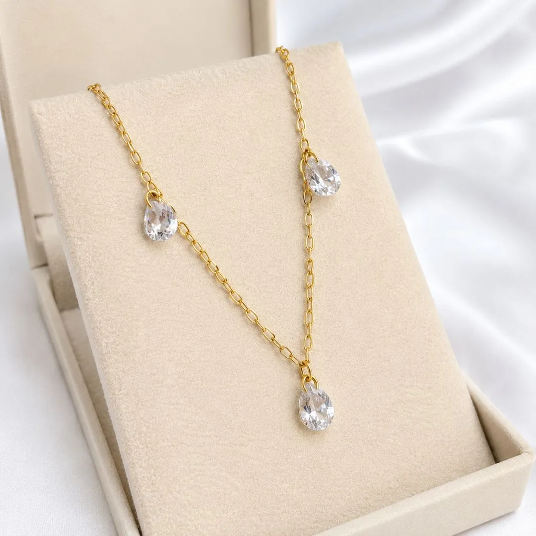 COLAR CHOKER 3 GOTAS DE ZIRCONIA
