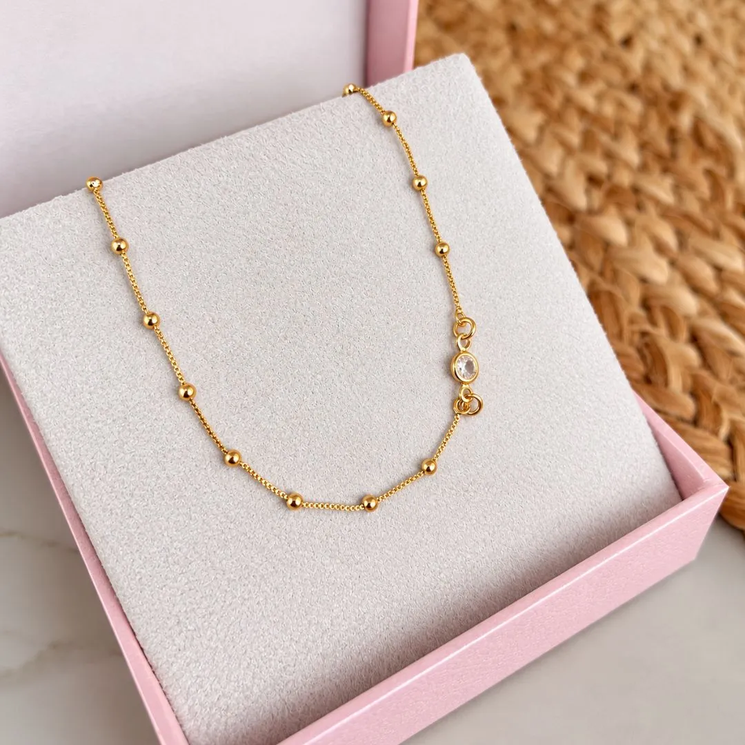 COLAR CHOKER BOLINHAS COM TIFFANY 40CM