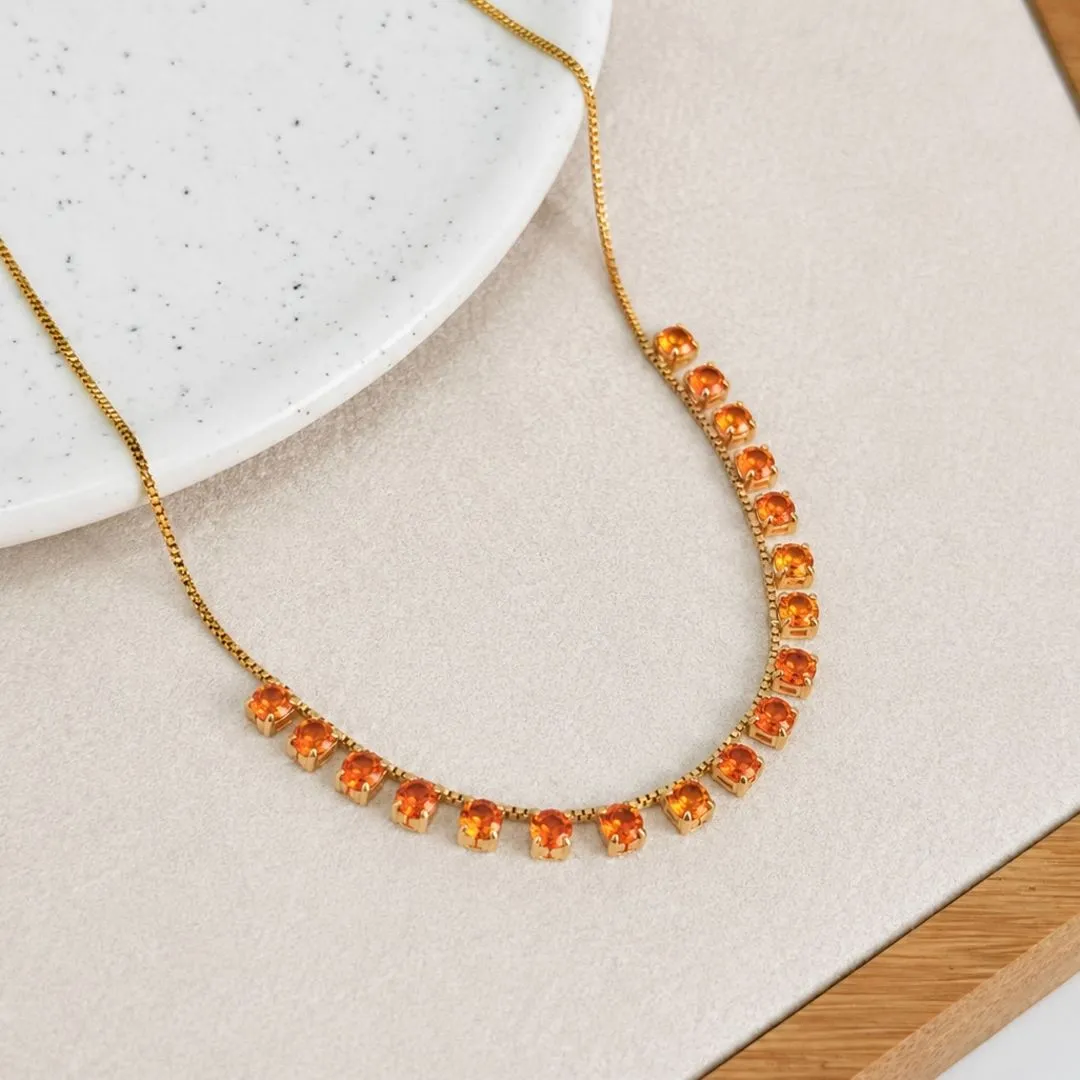 COLAR CHOKER PEDRINHAS LARANJA SOLDADAS DE  RIVIERAS