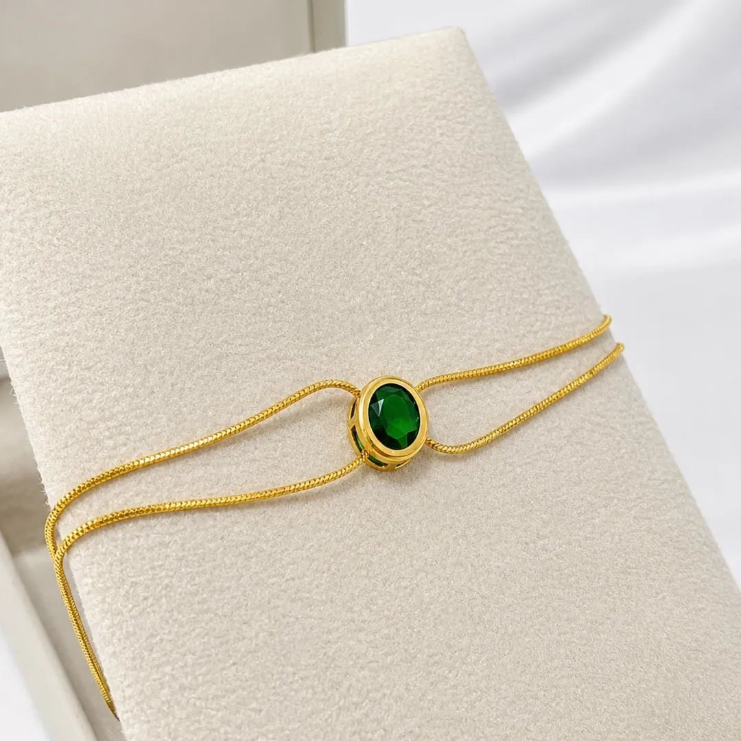 COLAR CHOKER RABO DE RATO COM PEDRA OVAL VERDE ESMERALDA