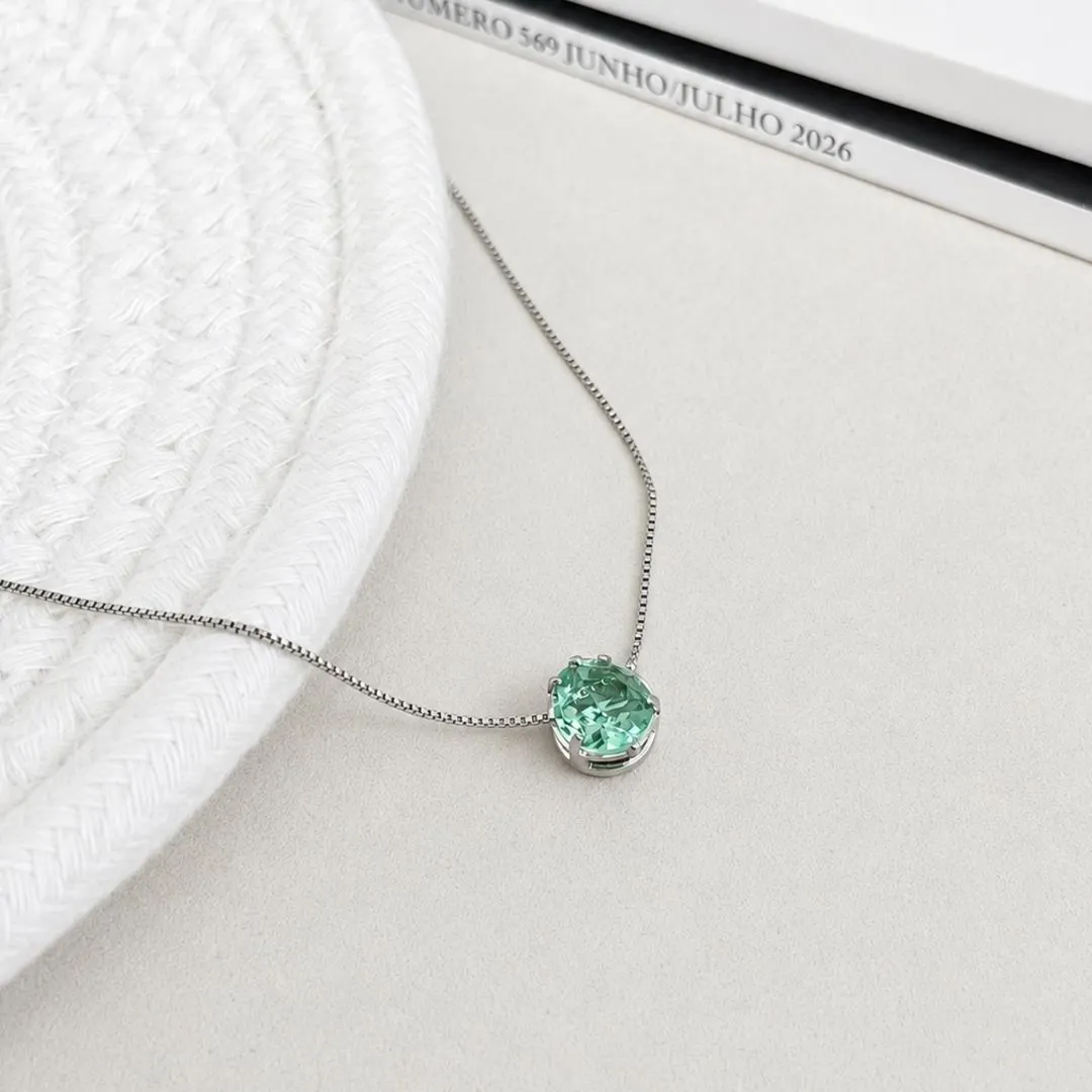 COLAR PINGENTE DE GOTA VERDE MENTA