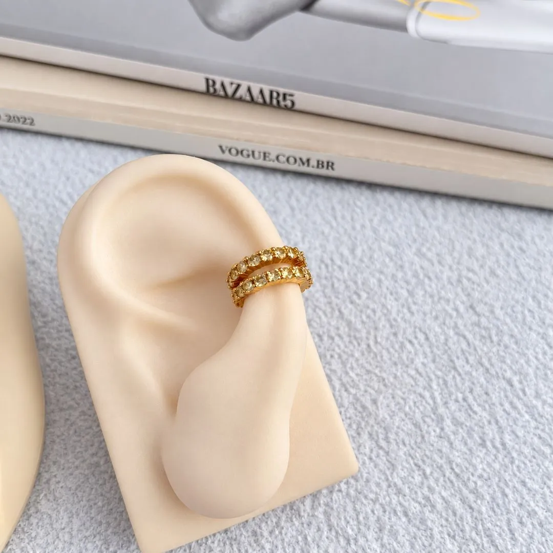 PIERCING FAKE DUPLO CRAVEJADO AMARELO